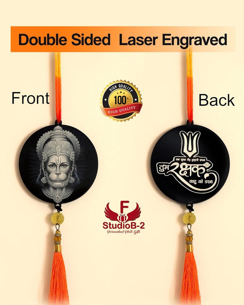 F STUDIO Lord Acrylic Car Hanging Ornament | Double Sided Religious Dashboard Decor | Laser Engraved Showpiece for Car, Home, Office – 7.5 x 7.5 cm (Hanuman ji) - Image 2