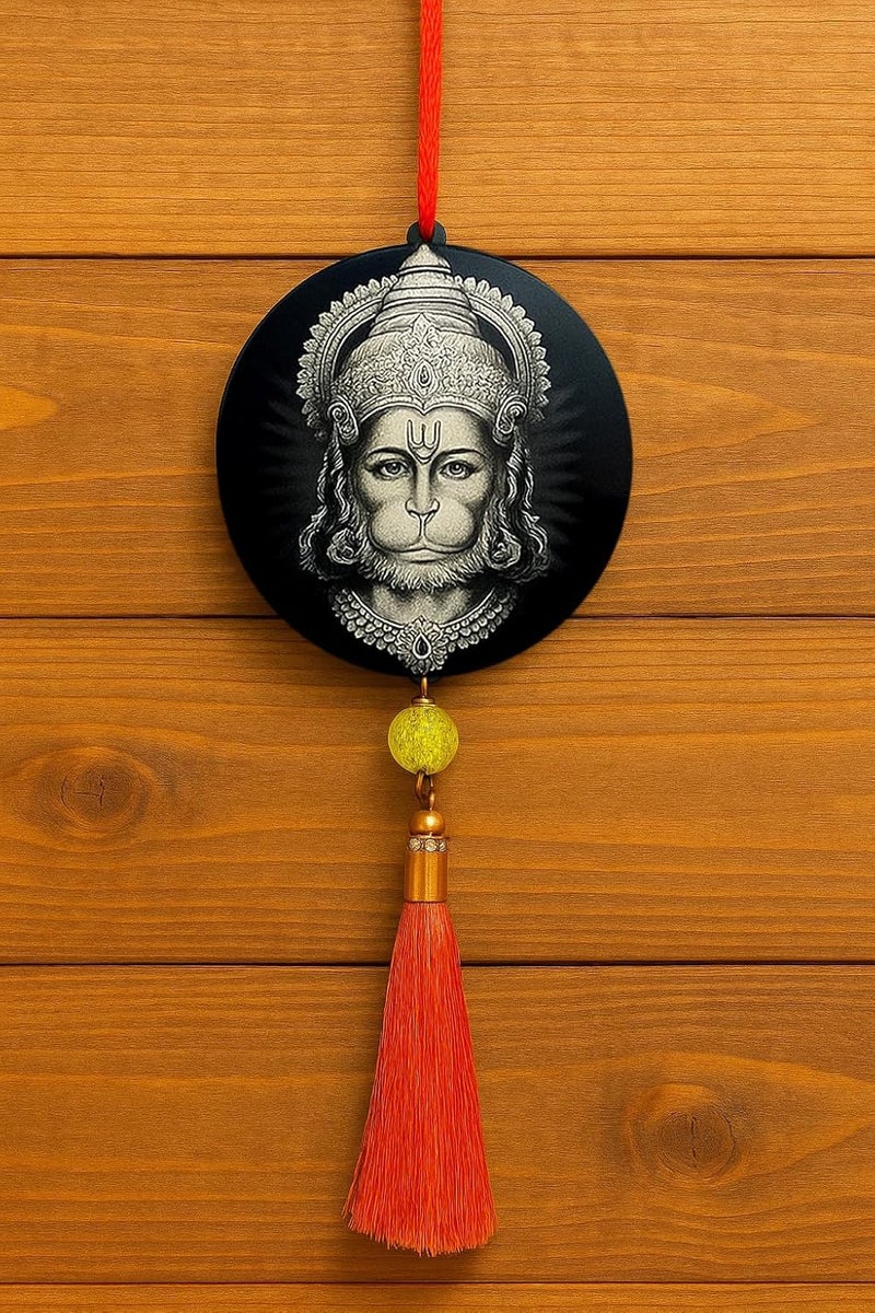 F STUDIO Lord Acrylic Car Hanging Ornament | Double Sided Religious Dashboard Decor | Laser Engraved Showpiece for Car, Home, Office – 7.5 x 7.5 cm (Hanuman ji) - Image 3