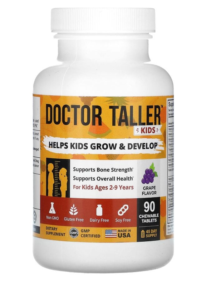 NuBest Doctor Taller Kids Ages 2-9 Years Grape 90 Chewable Tablets