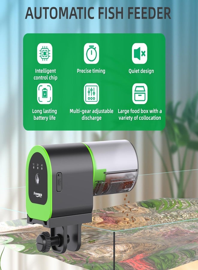 FREESEA Automatic Fish Feeder for Aquarium: Small USB Rechargeable Vacation Auto Fish Food Dispenser with Timer for Small Tank Betta Turtle - Image 2