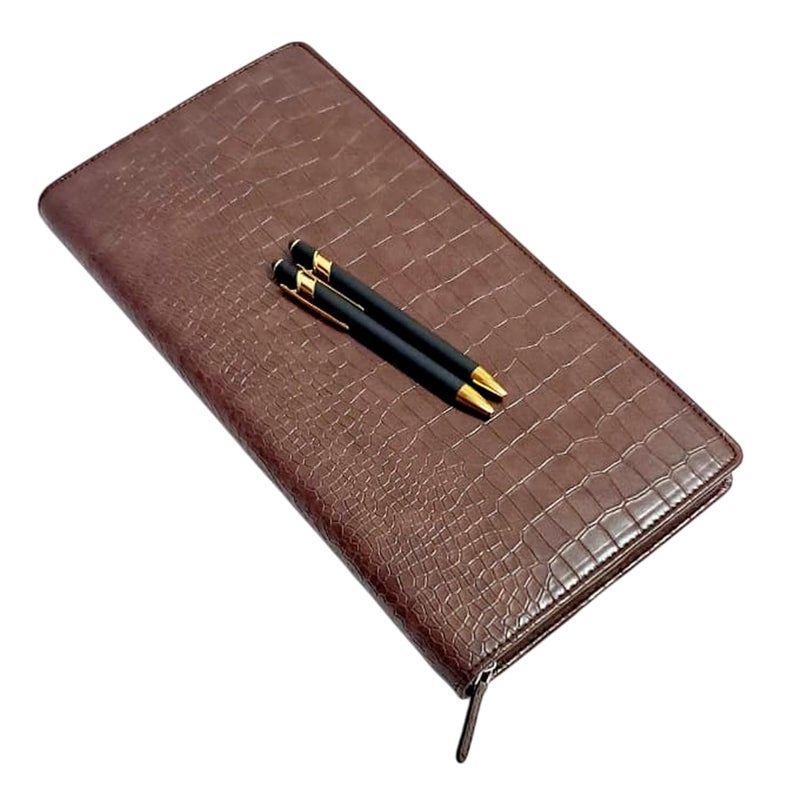 essart Premium PU Leather Men's & Women's 36 Slot Pen case Organizer Pencil Case - Zippered Pen Pencil Bag Pouch for School, Work & Office Marker Case Organizer Colour Croco-Brown - Image 3
