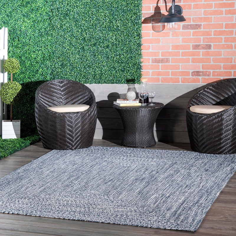 nuLOOM 3 x 5 Solid Hand Braided IndoorOutdoor Area Rug PetFriendly High Traffic Weather Resistant for Patio Balcony Bedroom Living Dining Room Wynn Navy