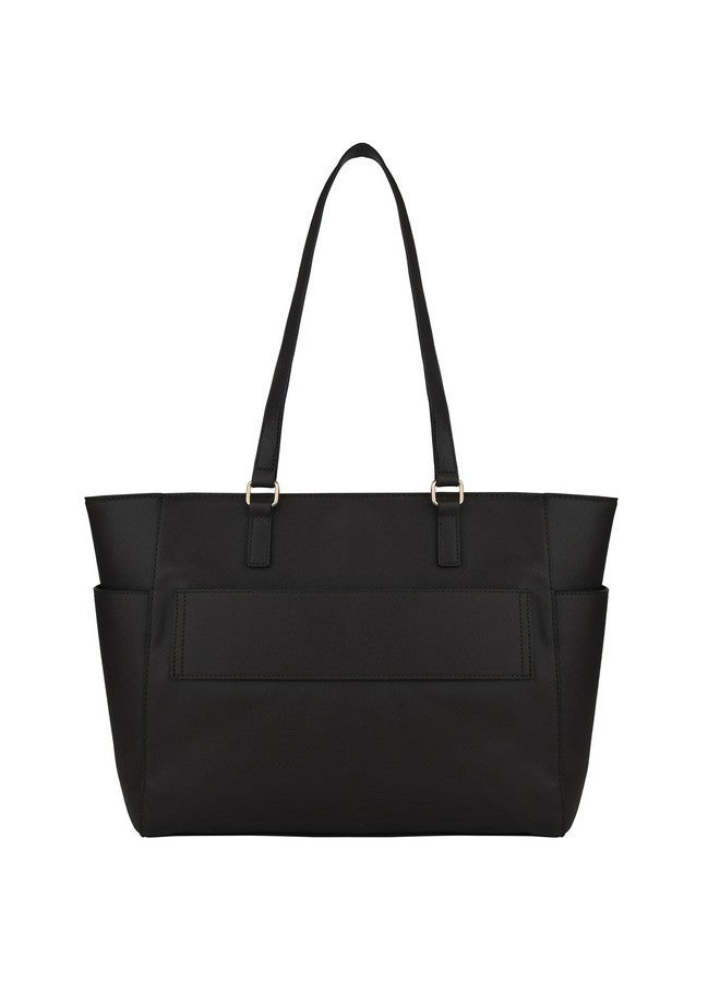 Accessorize London Women's Venus Black Leather Tote Bag for office |Tote bags for women office use|Work bag for woman stylish | latest Shoulder bag for ladies | Fits 13 inch laptop - Image 3