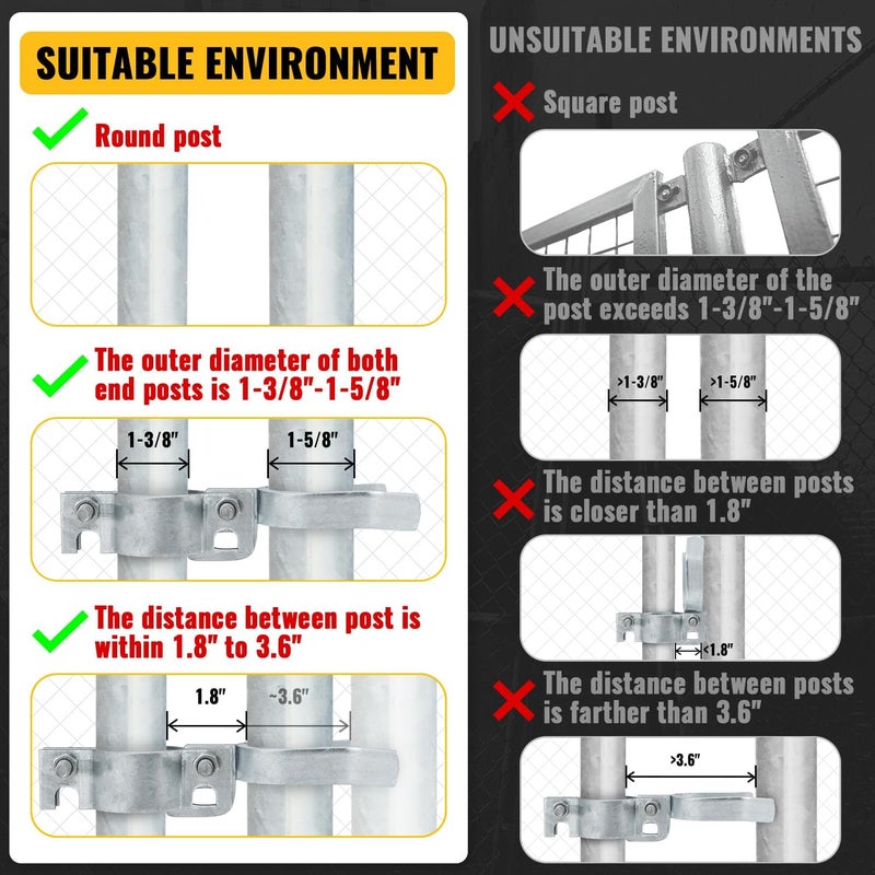 VIVIDA Chain Link Gate Latch 1-3/8" x 1-5/8", Fence Fork Lock, Galvanized Steel, 1 PCS - Image 3