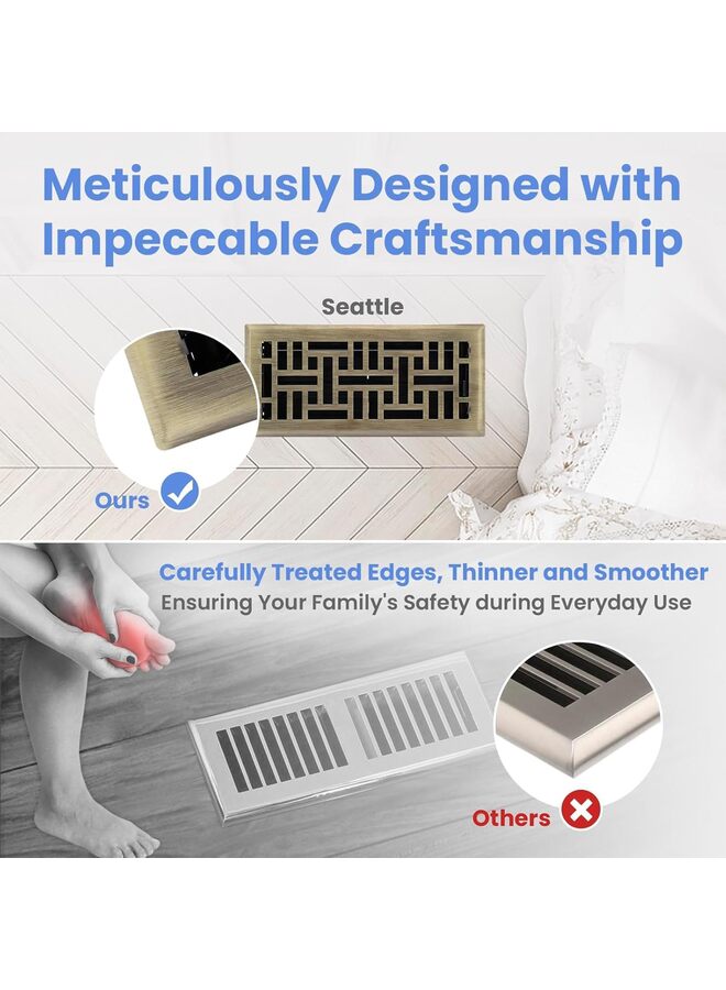 Air Vent?4 X 12 Inch Decor Grates Oriental Floor Ventilation Grille?Oriental Floor Rubbed Bronze Finish Grille Cover Air Circulation Cover Antique Brass Finish - Image 3