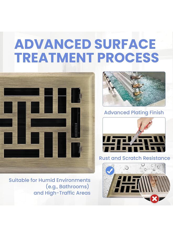 Air Vent?4 X 12 Inch Decor Grates Oriental Floor Ventilation Grille?Oriental Floor Rubbed Bronze Finish Grille Cover Air Circulation Cover Antique Brass Finish - Image 5