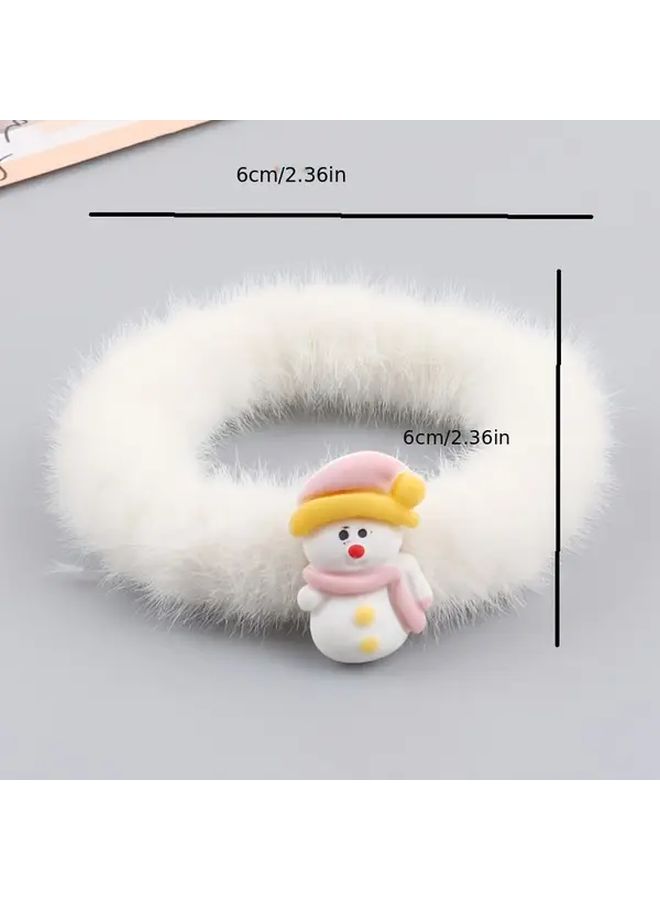 شريط شعر أبيض فاخر للكريسماس مع زينة سانتا كلوز، حبل مطاطي ناعم ورقيق لعمل ذيل الحصان للعطلات - Image 4