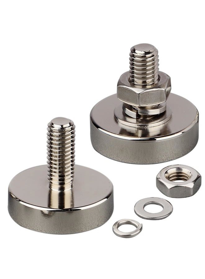 MUTUACTOR Magnetic Base Pot 88lb(40kg) with Male Thread Stud #M8 Neodymium Strong Magnets Fasteners Holder 2PACK Heavy Duty Powerful Cup Magnets Assembly for Industrial Rare Earth Magnet Disc Tool - Image 1