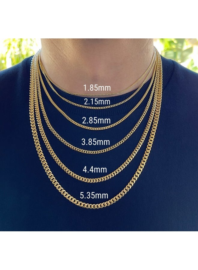 JEWELHEART 14K Gold Miami Cuban Link Chain Men - 1.85mm 2.15mm 2.85mm 3.85mm 4.4mm 5.35mm Diamond Cut Thick Cuban Curb Chain - Real Gold Necklaces For Women 16" 18" 20" 22" 24", 16 inches, Gold, No - Image 2