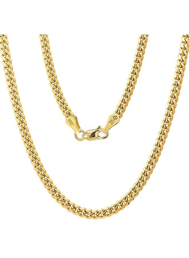 JEWELHEART 14K Gold Miami Cuban Link Chain Men - 1.85mm 2.15mm 2.85mm 3.85mm 4.4mm 5.35mm Diamond Cut Thick Cuban Curb Chain - Real Gold Necklaces For Women 16" 18" 20" 22" 24", 16 inches, Gold, No - Image 1