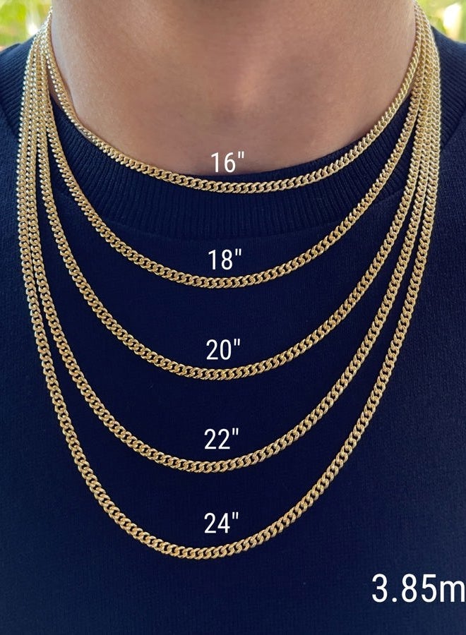 JEWELHEART 14K Gold Miami Cuban Link Chain Men - 1.85mm 2.15mm 2.85mm 3.85mm 4.4mm 5.35mm Diamond Cut Thick Cuban Curb Chain - Real Gold Necklaces For Women 16" 18" 20" 22" 24", 16 inches, Gold, No - Image 3