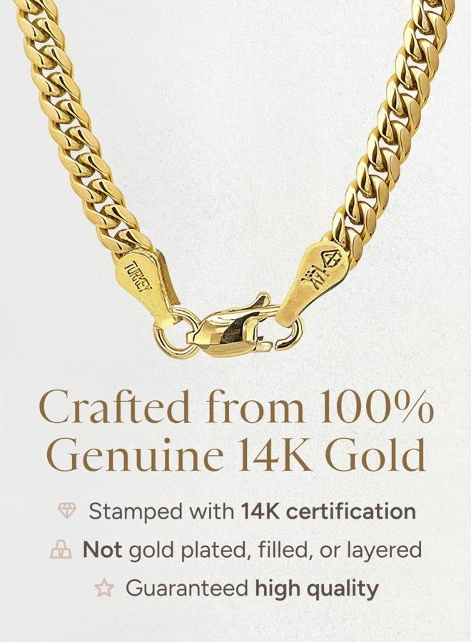 JEWELHEART 14K Gold Miami Cuban Link Chain Men - 1.85mm 2.15mm 2.85mm 3.85mm 4.4mm 5.35mm Diamond Cut Thick Cuban Curb Chain - Real Gold Necklaces For Women 16" 18" 20" 22" 24", 16 inches, Gold, No - Image 5
