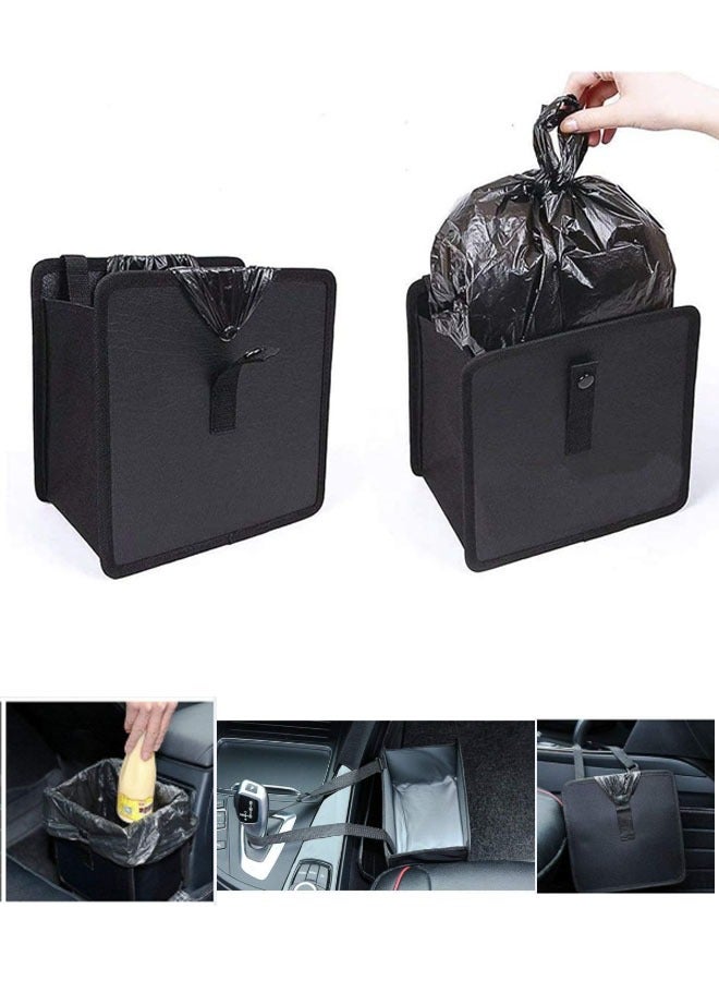 Bukela Car Bin, Foldable and Water Resistant Auto Trash Bag Camp for Garbage and Litter Storage and Collection, Car Rubbish Bin Hanging Auto Trash Bag Litter Container (Black)  - Image 1