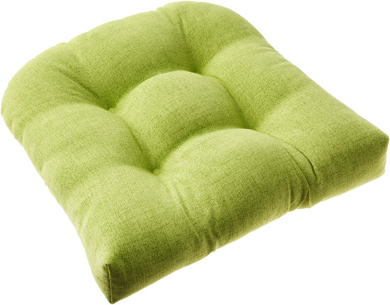 Pillow Perfect Pompeii Solid IndoorOutdoor Wicker Patio Seat Cushion Reversible Weather and Fade Resistant Round Corner  19 x 19 Green 2 Count
