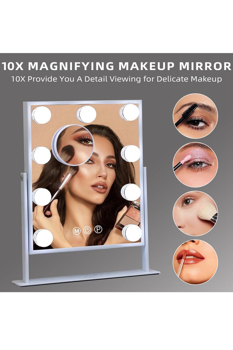 Arabest Vanity Mirror with Lights, Tabletop Makeup Mirror with 9 LED Lights,360°Rotation, 3 Colors Dimmable Touch Control Lighted Makeup Mirror with Lights  - Image 5