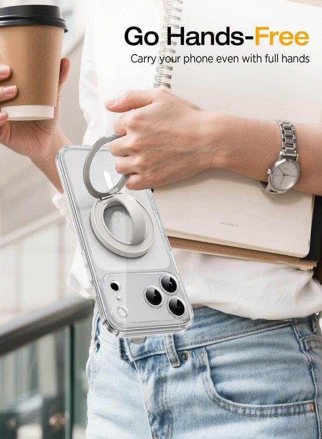 SuydanBox Magnetic Phone Grip, 360° Rotation & 180° Flip Universal Phone Ring Stand, Silicone Phone Ring Holder for Back of Phone for iPhone 17/16/15/14/13/12 Pro Max/Plus, Stone - Image 5