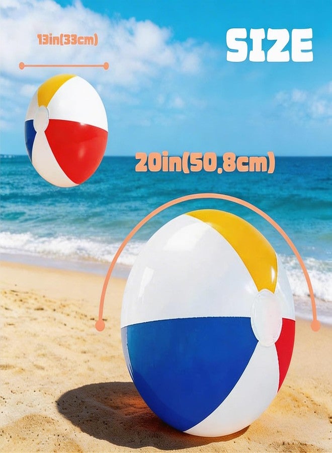 BCWATERFUNPD Beach Balls - 20 Inch (Ø 13") Beach Balls 2 Pack Inflatable Rainbow Pool Toys for Party Supplies Beach Toys for Summer Parties & Decorations - Image 2