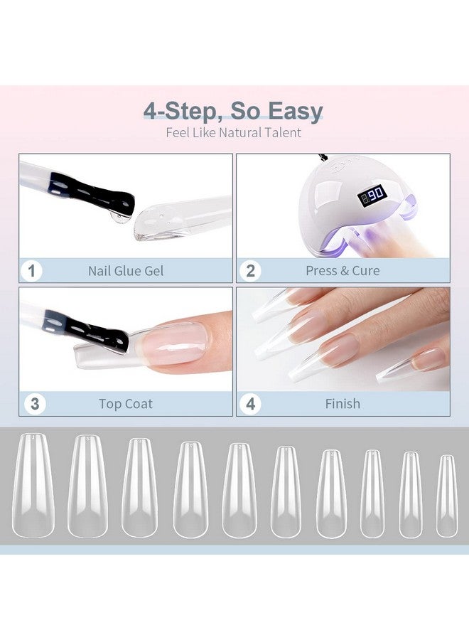 RARJSM Jelly Gel Nail Polish Set Translucent Neon Nail Polish 6 Color Pink Green Blue Purple Yellow Orange Gel Nail Art 10 Sizes Long Fake Nails In Gift Package - Image 4