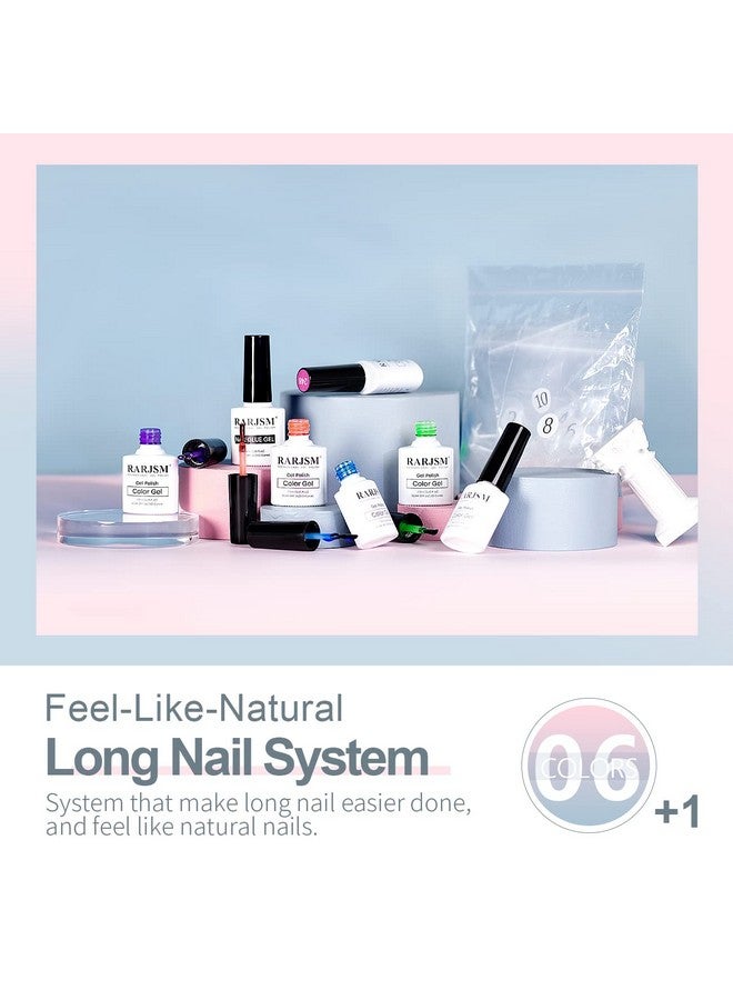 RARJSM Jelly Gel Nail Polish Set Translucent Neon Nail Polish 6 Color Pink Green Blue Purple Yellow Orange Gel Nail Art 10 Sizes Long Fake Nails In Gift Package - Image 3