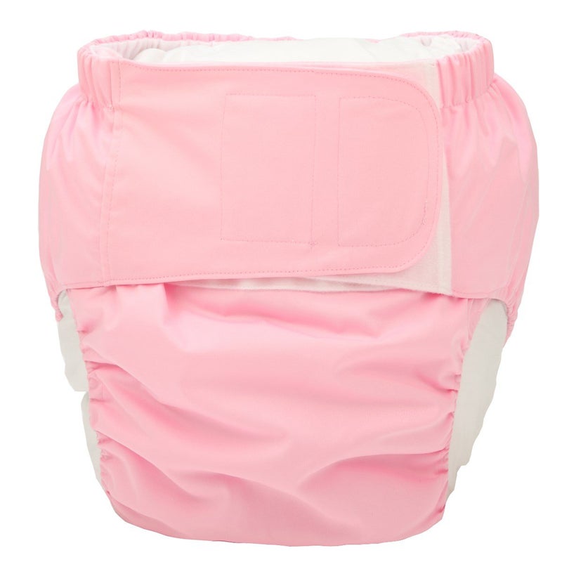 Sigzagor Sigzagor Large Teen Adult Cloth Diaper Nappy Reusable Washable for Disability Incontinence with Hook and Loop for Women Pink Large 26in to 50in 