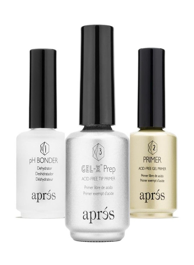 APRÉS Gel-X® Professional Nail Prep Bundle - Non-Acidic Primer, pH Bonder, Gel-X Prep, 15 ml Set