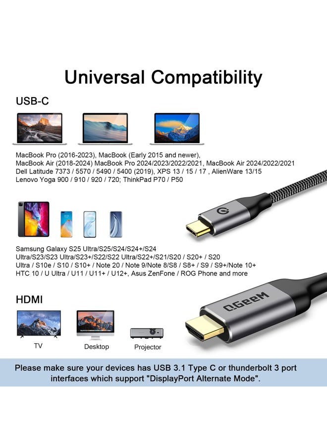 QGeeM USB C to HDMI Cable Adapter, Braided 4K@60Hz Cable Adapter(Thunderbolt 3 Compatible) Compatible with iPad Pro,MacBook Pro 2018 iMac,ChromeBook Pixel 4326667818 - Image 4