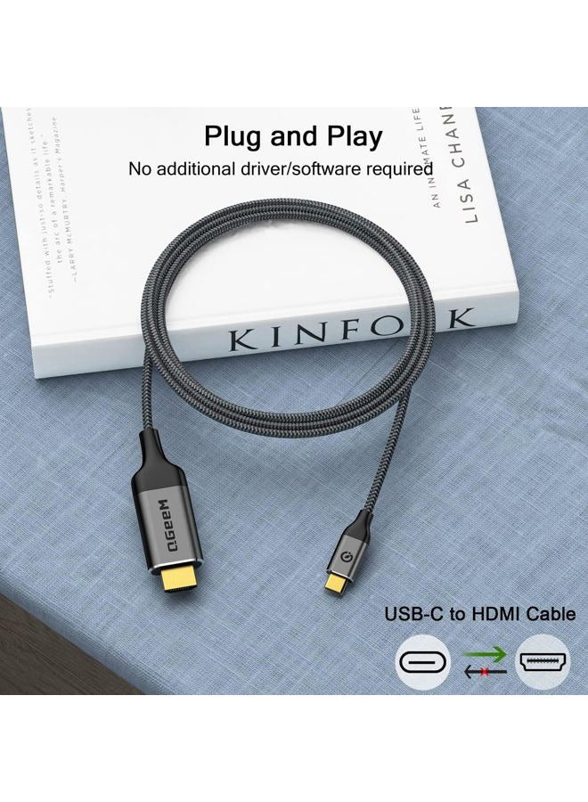 QGeeM USB C to HDMI Cable Adapter, Braided 4K@60Hz Cable Adapter(Thunderbolt 3 Compatible) Compatible with iPad Pro,MacBook Pro 2018 iMac,ChromeBook Pixel 4326667818 - Image 3