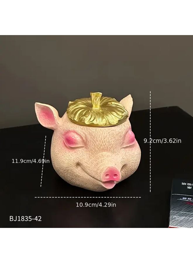 مُطفأة سجائر خنزير كبيرة، خنزير لطيف نائم، ديكور راتنجي لمكتب المنزل، هدية - Image 4