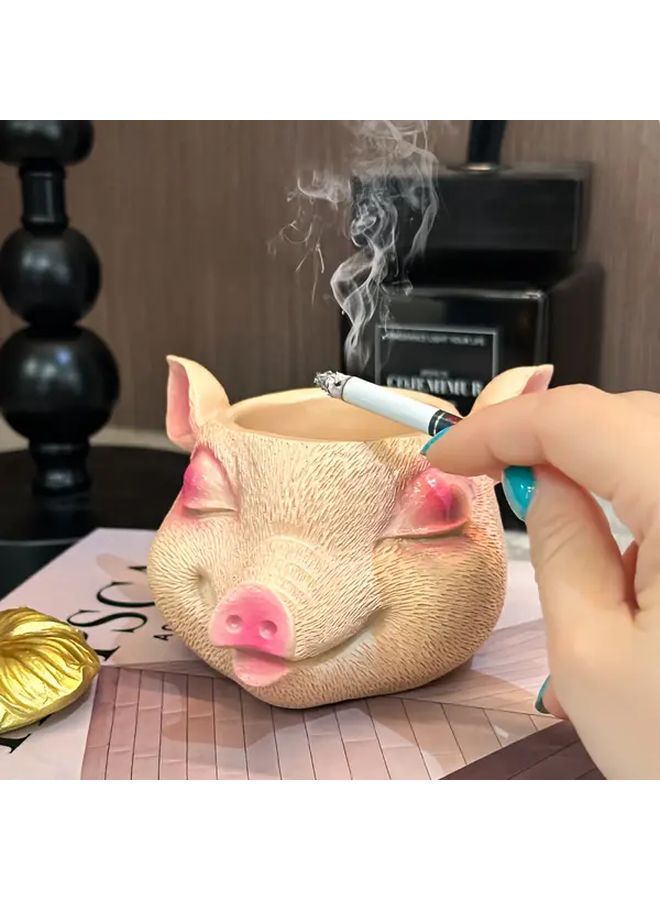 مُطفأة سجائر خنزير كبيرة، خنزير لطيف نائم، ديكور راتنجي لمكتب المنزل، هدية - Image 2