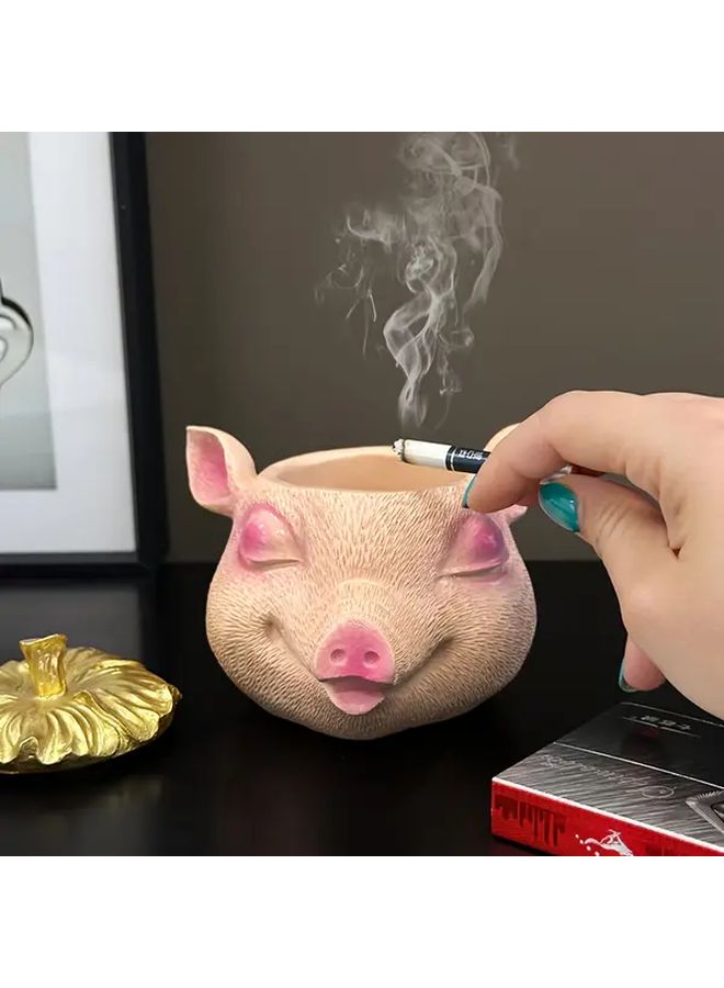 مُطفأة سجائر خنزير كبيرة، خنزير لطيف نائم، ديكور راتنجي لمكتب المنزل، هدية - Image 5