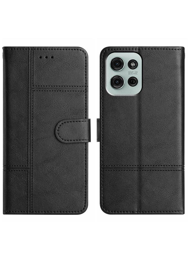 اس-توب جراب لهاتف موتورولا موتو جي 75 مصنوع من جلد البقر مع خياطة مزخرفة - Image 1