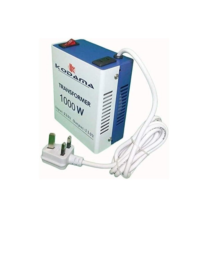 Kodama Transformer 1000 Watt Universal 3 Pin UK Plug Power Cord with Safety Fuse Included Plug Transformer 220V To 110V Step Down Power Converter Input Voltage 220V And Output Voltage is 110V  - Image 1
