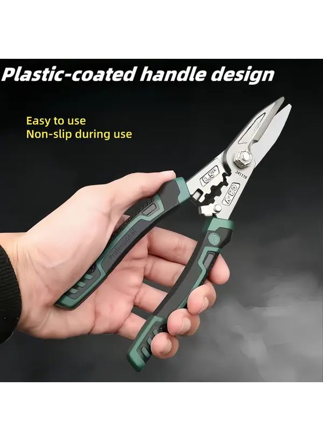 Green Heavy Duty Multi Function Scissors Industrial Grade Iron Sheet Cutter Non Slip Handle - Image 1