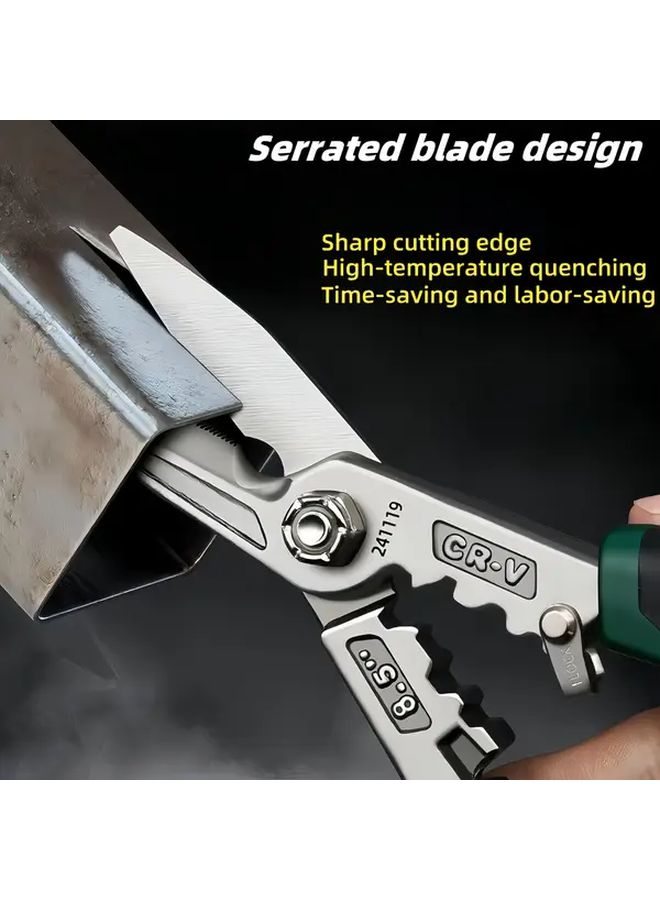 Green Heavy Duty Multi Function Scissors Industrial Grade Iron Sheet Cutter Non Slip Handle - Image 2