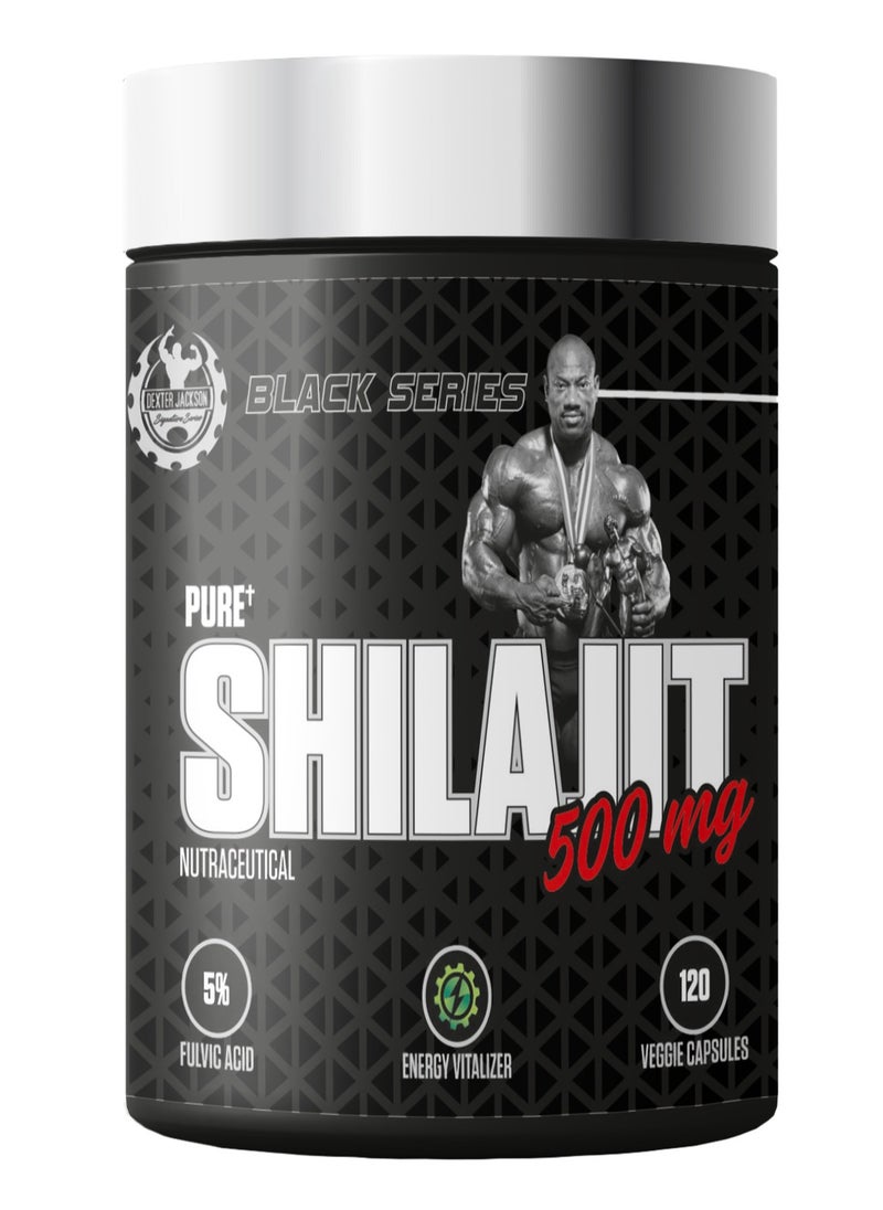 DEXTER JACKSON - Black Series Pure Shilajit 500mg - Premium Ayurvedic Supplement for Energy, Stamina, and Overall Wellness (120 Veggie Capsules) - Image 1