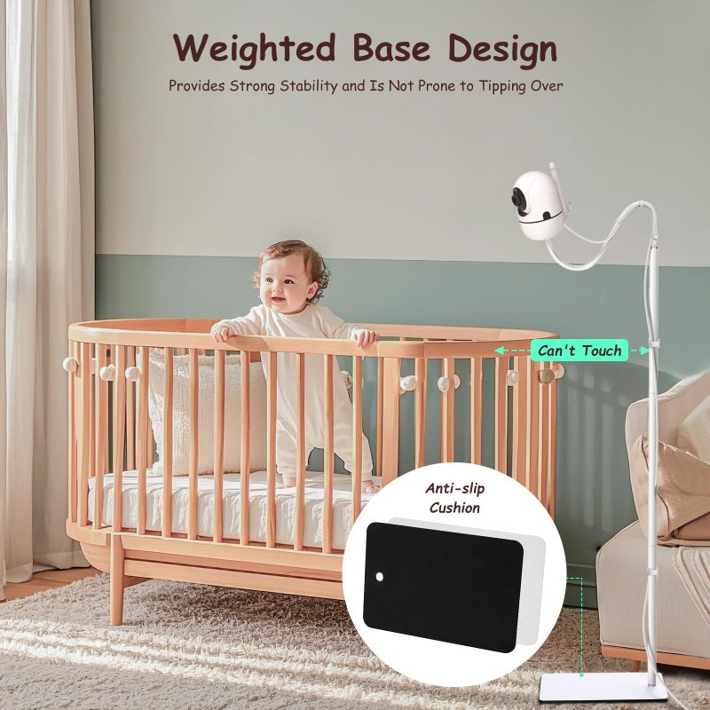 GAHOGA 69" Adjustable Height Floor Stand for Hello Baby Monitor, Gooseneck Swivel Holder Mount with Stable Base for HelloBaby,Nanit Pro,Owlet, Motorola,VAVA,1/4 Thread Connection, Universal Monitor Mount - Image 4