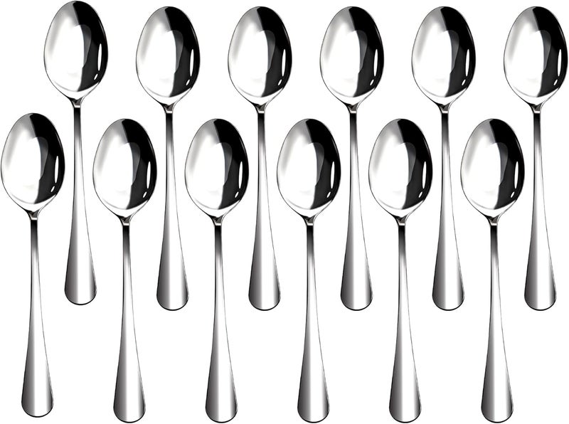 NICE KITCHEN 12 Pieces Heavy Duty Teaspoons Set,6.8" Tea Spoons Silverware,Food Grade Stainless Steel teaspoons,Small Spoons for Home, Kitchen, Restaurant,Mirror Polished and Dishwasher Safe - Image 1