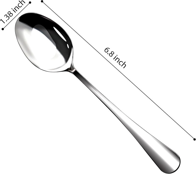 NICE KITCHEN 12 Pieces Heavy Duty Teaspoons Set,6.8" Tea Spoons Silverware,Food Grade Stainless Steel teaspoons,Small Spoons for Home, Kitchen, Restaurant,Mirror Polished and Dishwasher Safe - Image 2
