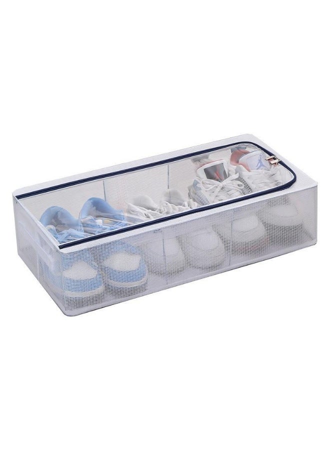 Clear Stackable Shoe Organizer Box, Foldable Under Bed Storage, Grey - Image 1
