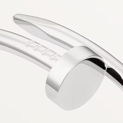 Okos Rhodium Plated Fashion Jewellery Stainless Steel Anti Tarnish Nail Style Cuff Bangle Bracelet Girls and Women BR1000058RHD - Image 4