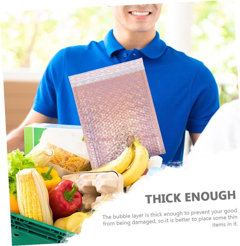 Homoyoyo Rose Gold Holographic Bubble Envelope Bags 15x20+4cm 25pcs Shockproof Express Packaging Mailers for Shipping Clothing and Logistics - Image 3