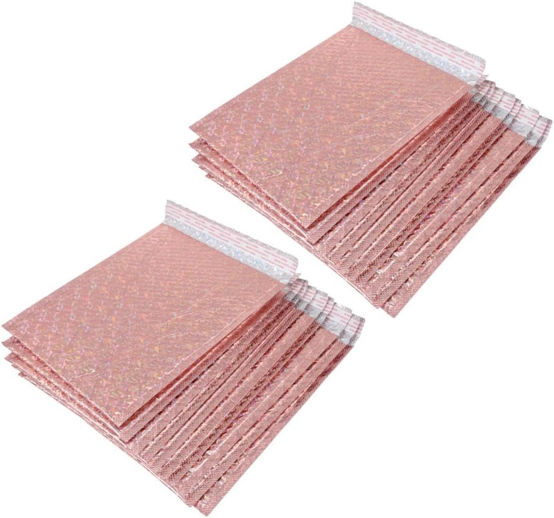 Homoyoyo Rose Gold Holographic Bubble Envelope Bags 15x20+4cm 25pcs Shockproof Express Packaging Mailers for Shipping Clothing and Logistics - Image 1