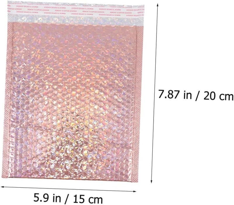 Homoyoyo Rose Gold Holographic Bubble Envelope Bags 15x20+4cm 25pcs Shockproof Express Packaging Mailers for Shipping Clothing and Logistics - Image 2
