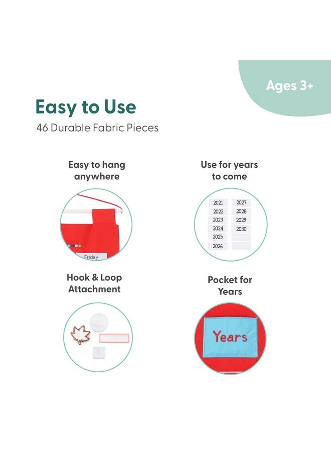 The Peanut Shell The Peanutshell Learning Calendar Wall Chart - Homeschool Supplies, Interactive Pocket Chart for Toddlers & Kids - Preschool Learning Activity Board, Circle Time Board for Classroom - Red Today is - Image 5