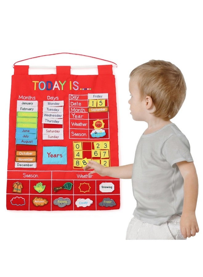 The Peanut Shell The Peanutshell Learning Calendar Wall Chart - Homeschool Supplies, Interactive Pocket Chart for Toddlers & Kids - Preschool Learning Activity Board, Circle Time Board for Classroom - Red Today is - Image 4