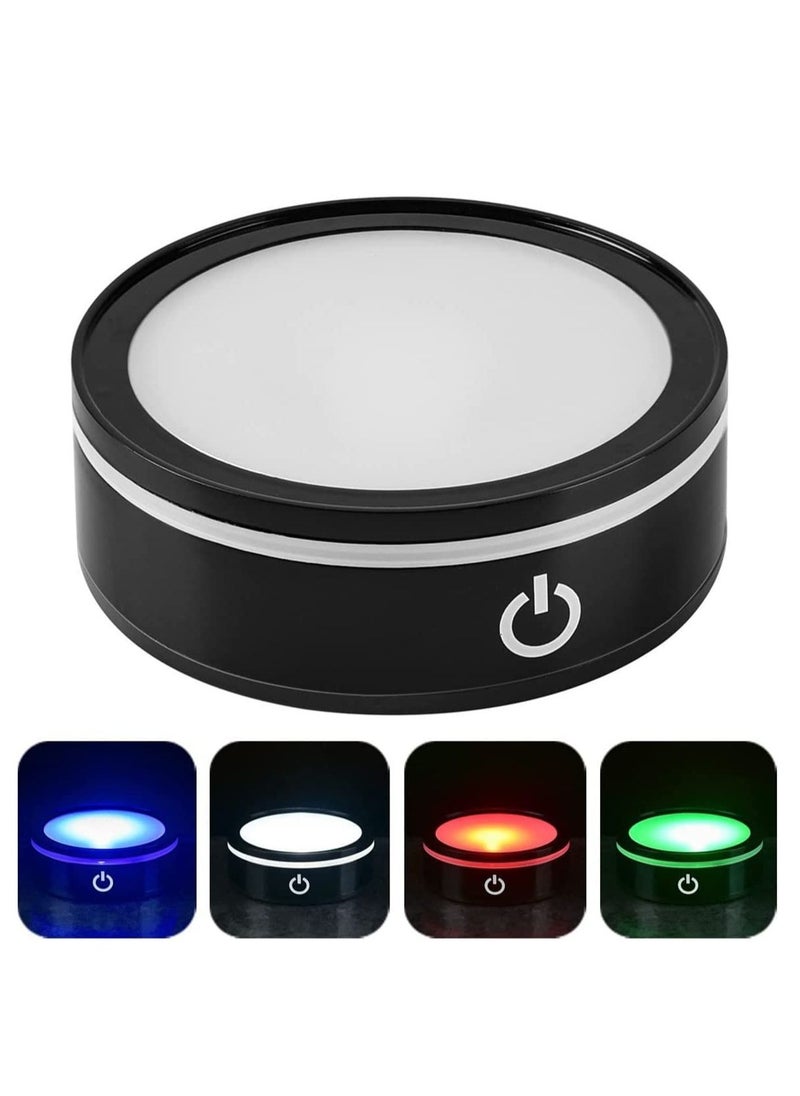 Y&D LED Colorful Light Base, 6 Colors Night Display Plate Flat, Round Stand with Sensitive Touch Switch, Lamp Flat Top Surface, for 3D Laser Crystal Glass Art Show, Home Decor  - Image 1