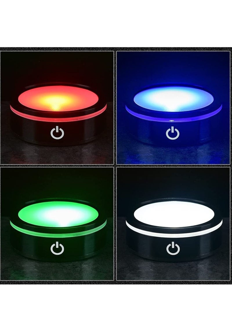 Y&D LED Colorful Light Base, 6 Colors Night Display Plate Flat, Round Stand with Sensitive Touch Switch, Lamp Flat Top Surface, for 3D Laser Crystal Glass Art Show, Home Decor  - Image 5