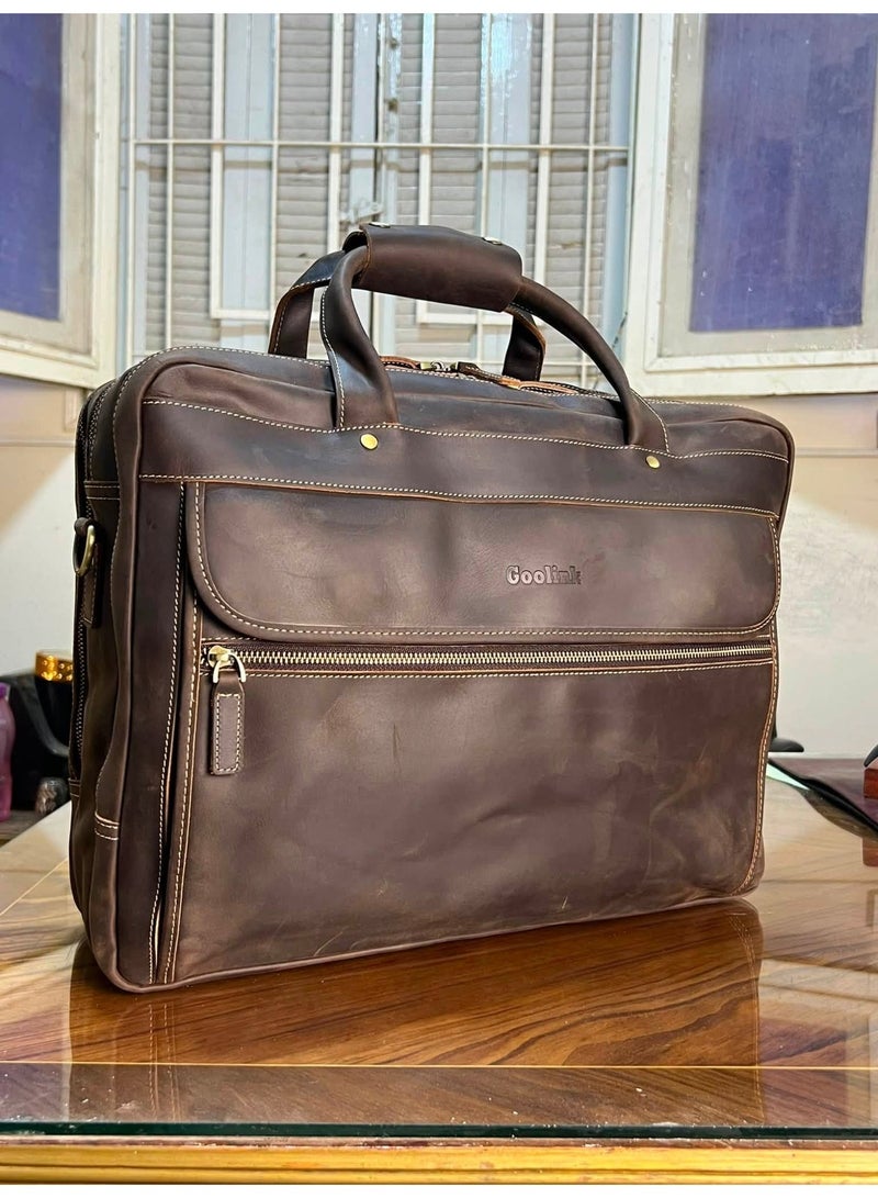 Goolink GL12612 Premium Leather Briefcase & Messenger Bag - Large Capacity Executive Laptop Tote for Business & Travel - Image 2