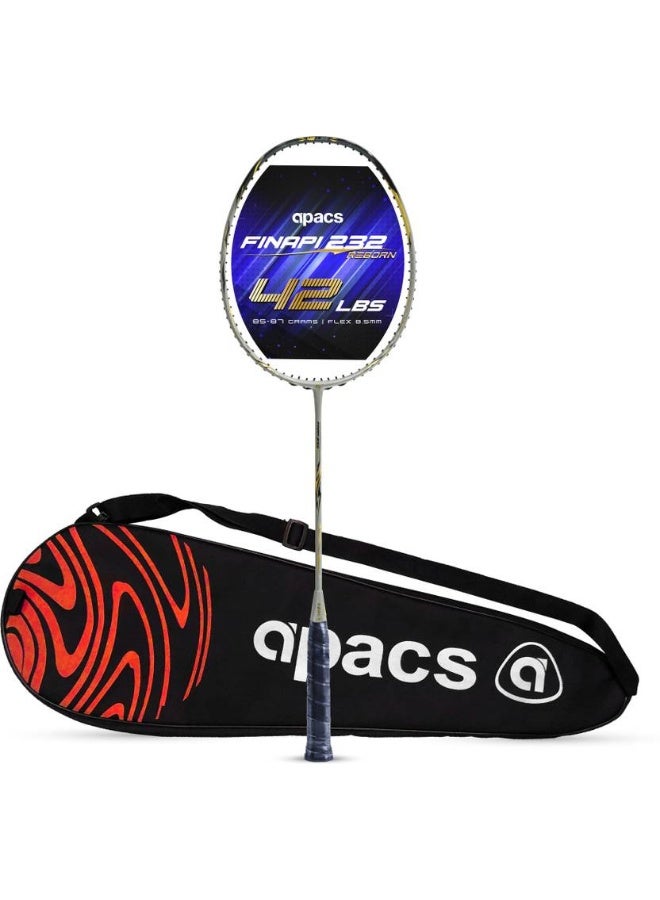 apacs Finapi 232 REBORN (42 LBS, World's Toughest Frame) 100% Japanese Graphite Grey Unstrung Badminton Racquet  (Pack of: 1, 85 g)
