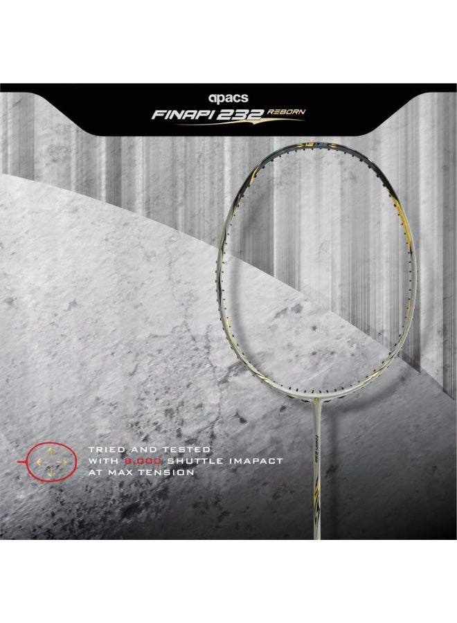 apacs Finapi 232 REBORN (42 LBS, World's Toughest Frame) 100% Japanese Graphite Grey Unstrung Badminton Racquet  (Pack of: 1, 85 g)